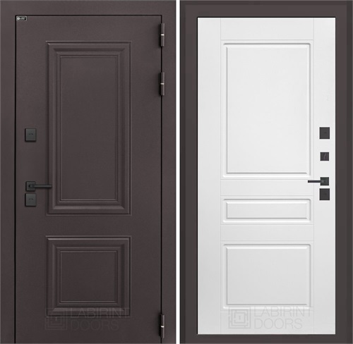 Входная дверь Полярис Термо Лайт №03 (Муар коричневый / Белый софт) для частного загородного дома и дачи 30601 - фото 140304