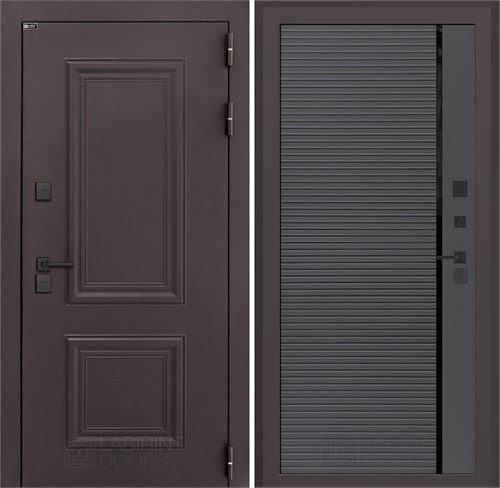Входная дверь Полярис Термо Лайт №22 - Графит софт, черная вставка для частного загородного дома и дачи 30614 - фото 140369