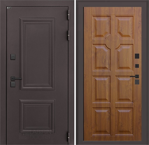 Входная дверь Полярис Термо Лайт №17 (Муар коричневый / Золотой дуб) для частного загородного дома и дачи 30619 - фото 140394