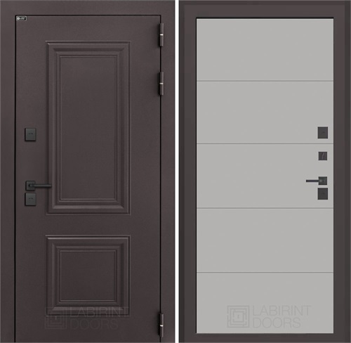 Входная дверь Полярис Термо Лайт №13 (Муар коричневый / Грей софт) для частного загородного дома и дачи 30621 - фото 140404