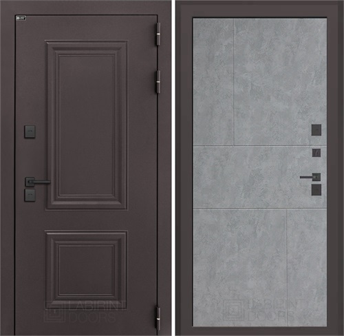 Входная дверь Полярис Термо Лайт №21 (Муар коричневый / Бетон светлый) для частного загородного дома и дачи 30623 - фото 140414