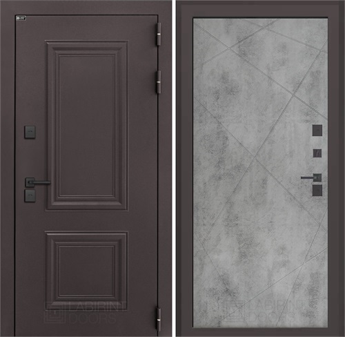 Входная дверь Полярис Термо Лайт №24 (Муар коричневый / Бетон светлый) для частного загородного дома и дачи 30625 - фото 140424