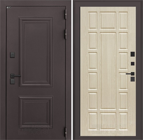 Входная дверь Полярис Термо Лайт №12 (Муар коричневый / Беленый дуб) для частного загородного дома и дачи 30630 - фото 140449