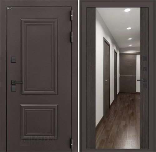 Входная дверь Полярис Термо Лайт с зеркалом Максимум (Муар коричневый / Венге) для частного загородного дома и дачи 30636 - фото 140479