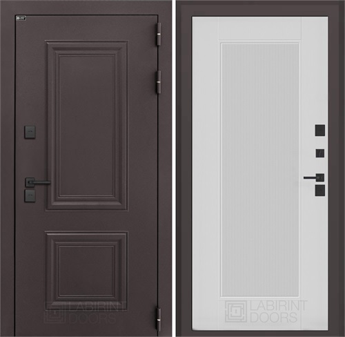 Входная дверь Полярис Термо Лайт №30 (Муар коричневый / Белый рельеф софт) для частного загородного дома и дачи 30640 - фото 140499