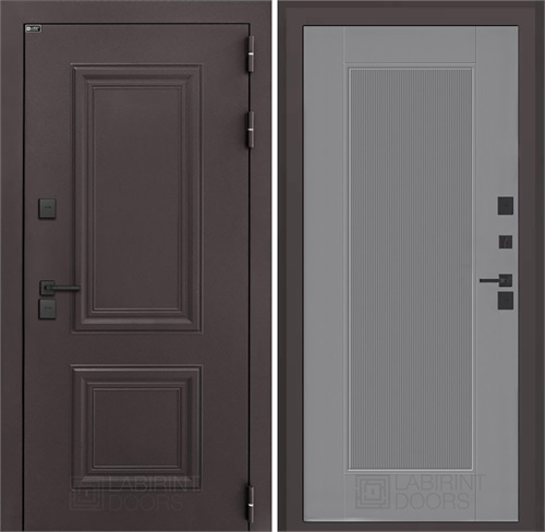 Входная дверь Полярис Термо Лайт №30 (Муар коричневый / Серый рельеф софт) для частного загородного дома и дачи 30641 - фото 140504