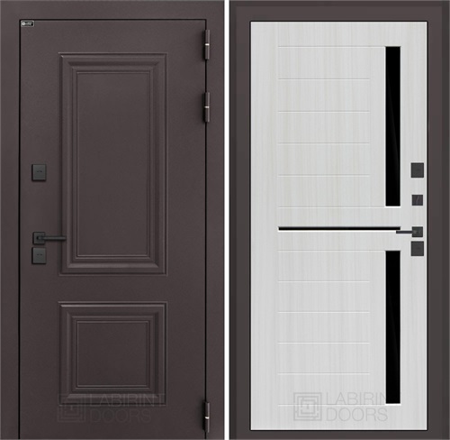 Входная дверь Полярис Термо Лайт №02 - Сандал белый, стекло черное для частного загородного дома и дачи 30646 - фото 140529