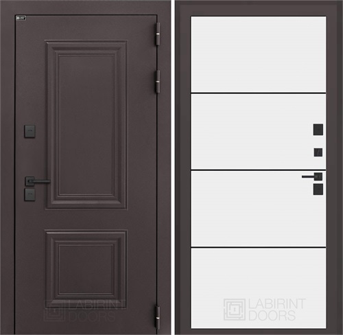 Входная дверь Полярис Термо Лайт №25 - Белый софт, черный молдинг для частного загородного дома и дачи 30648 - фото 140539