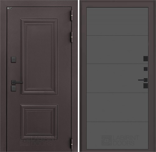Входная дверь Полярис Термо Лайт №13 (Муар коричневый / Графит софт) для частного загородного дома и дачи 30651 - фото 140554
