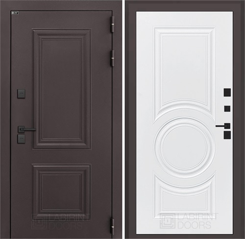 Входная дверь Полярис Термо Лайт №23 (Муар коричневый / Белый софт) для частного загородного дома и дачи 30652 - фото 140559