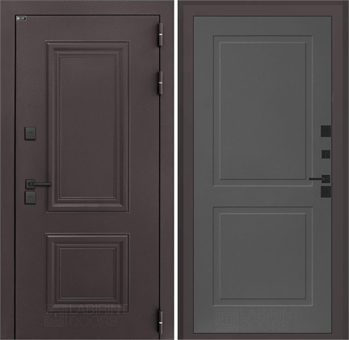 Входная дверь Полярис Термо Лайт №11 (Муар коричневый / Графит софт) для частного загородного дома и дачи 30655 - фото 140574