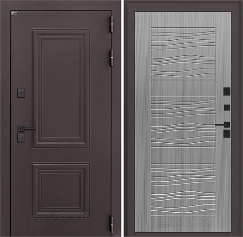 Входная дверь Полярис Термо Лайт №06 (Муар коричневый / Сандал серый) для частного загородного дома и дачи 30663 - фото 140614