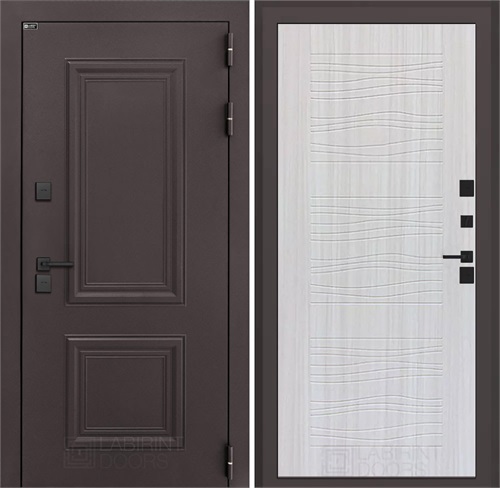 Входная дверь Полярис Термо Лайт №06 (Муар коричневый / Сандал белый) для частного загородного дома и дачи 30664 - фото 140619