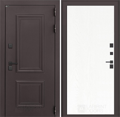 Входная дверь Полярис Термо Лайт №07 (Муар коричневый / Белое дерево) для частного загородного дома и дачи 30665 - фото 140624