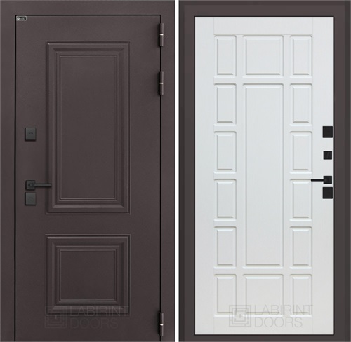 Входная дверь Полярис Термо Лайт №12 (Муар коричневый / Белое дерево) для частного загородного дома и дачи 30667 - фото 140634