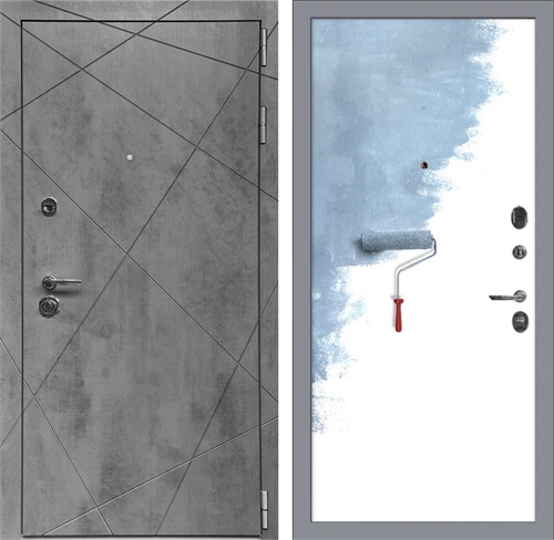 Входная дверь Лофт 3к (Бетон темный / Под покраску) для установки в квартиру 30674 - фото 140669