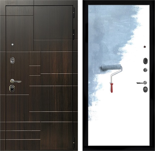 Входная дверь Квадро 3к (Венге распил Кофе / Под покраску) для установки в квартиру 30678 - фото 140683