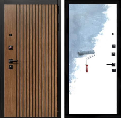 Входная дверь Шторм Стандарт (Дуб катри темный / Под покраску) для установки в квартиру 30683 - фото 140698