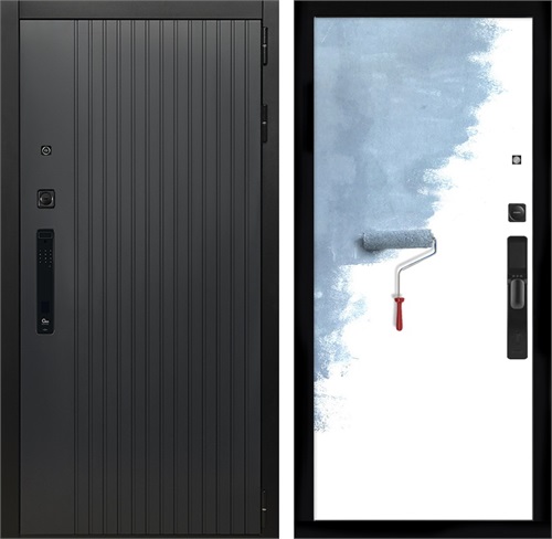 Входная дверь Шторм Графит с умным замком - Под покраску для установки в квартиру 30690 - фото 140720