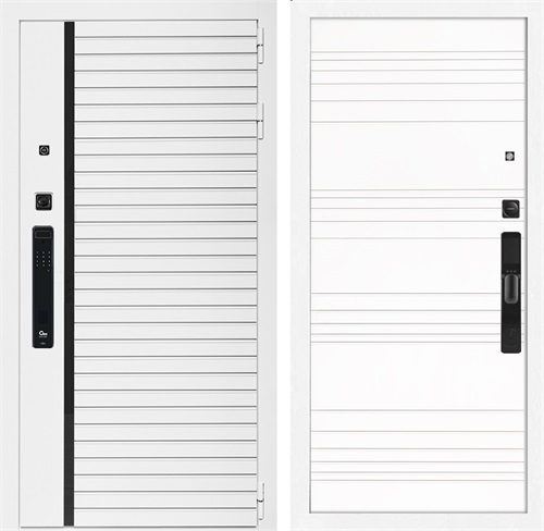 Входная дверь Урбан Лайн Белая с умным замком - Горизонт Дуб кантри белый для установки в квартиру 30704 - фото 140774