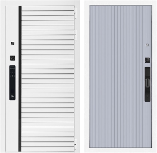 Входная дверь Урбан Лайн Белая с умным замком - Вертикаль Силк маус для установки в квартиру 30705 - фото 140777