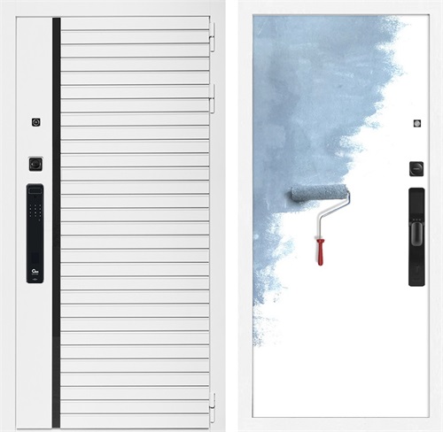 Входная дверь Урбан Лайн Белая с умным замком - Под покраску для установки в квартиру 30714 - фото 140804