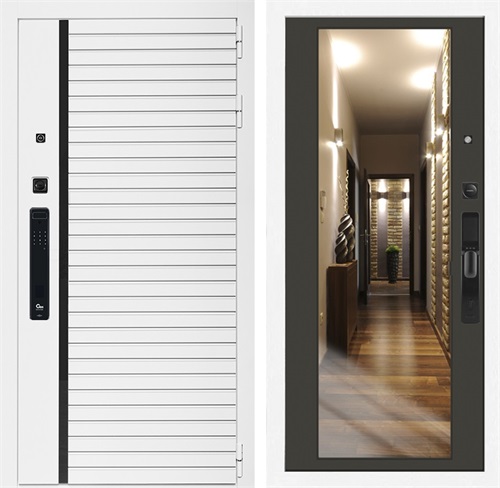 Входная дверь Урбан Лайн Белая с умным замком - Зеркало 2XL Венге для установки в квартиру 30719 - фото 140819