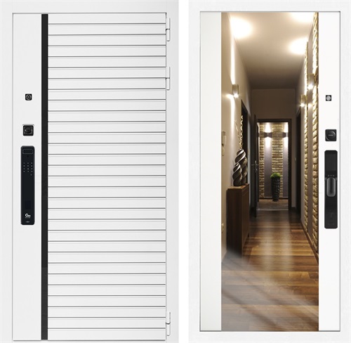 Входная дверь Урбан Лайн Белая с умным замком - Зеркало СБ-16 Белый матовый для установки в квартиру 30722 - фото 140828