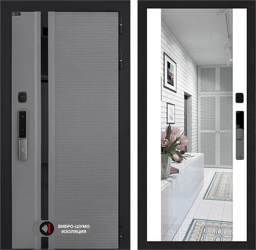 Входная дверь Piano Smart с умным замком - Зеркало Максимум Белый софт для установки в квартиру 30730 - фото 140894