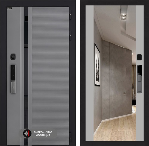 Входная дверь Piano Smart с умным замком - Зеркало Максимум Грей софт для установки в квартиру 30731 - фото 140908