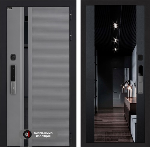 Входная дверь Piano Smart с умным замком - Зеркало тонированное Максимум Черный кварц для установки в квартиру 30735 - фото 140964