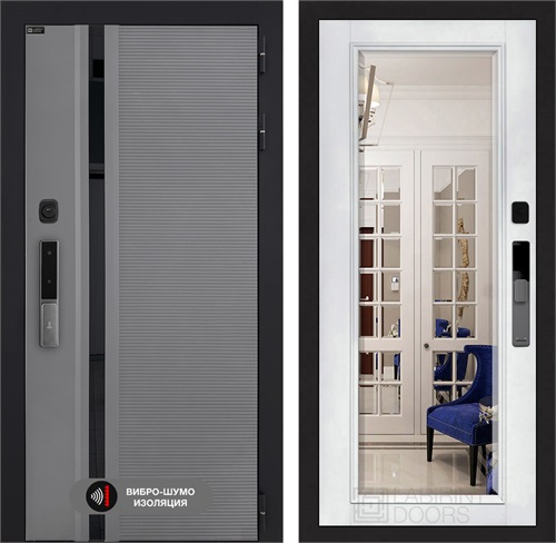 Входная дверь Piano Smart с умным замком - Зеркало Фацет Белый софт для установки в квартиру 30736 - фото 140978