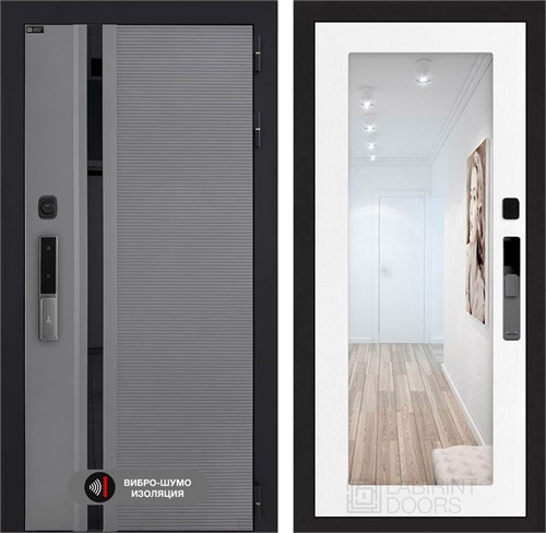 Входная дверь Piano Smart с умным замком - Зеркало 18 Белое дерево для установки в квартиру 30737 - фото 140992