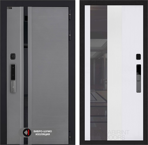 Входная дверь Piano Smart с умным замком - Зеркало тонированное 32 Белый рельеф софт для установки в квартиру 30742 - фото 141062