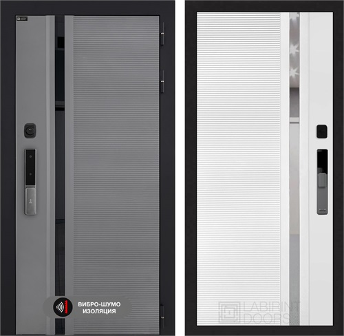 Входная дверь Piano Smart с умным замком - 31 Белый софт, зеркальная вставка с тонировкой для установки в квартиру 30744 - фото 141090