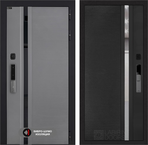 Входная дверь Piano Smart с умным замком - 31 Черный кварц, зеркальная вставка с тонировкой для установки в квартиру 30745 - фото 141104