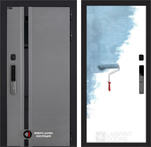 Входная дверь Piano Smart с умным замком - 28 Грунт под покраску для установки в квартиру 30754 - фото 141230