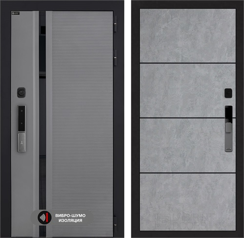 Входная дверь Piano Smart с умным замком - 25 Бетон светлый, черный молдинг для установки в квартиру 30764 - фото 141370