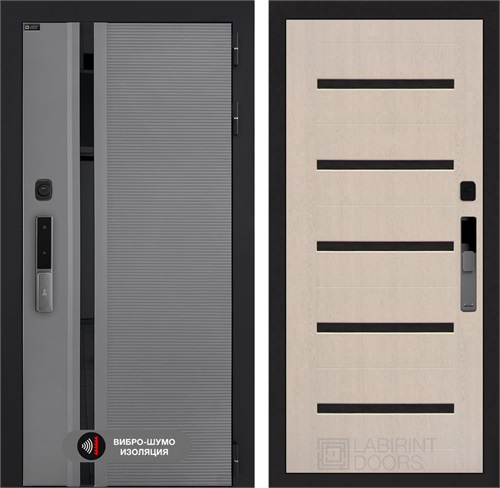 Входная дверь Piano Smart с умным замком - 01 Беленый дуб, стекло черное для установки в квартиру 30773 - фото 141496