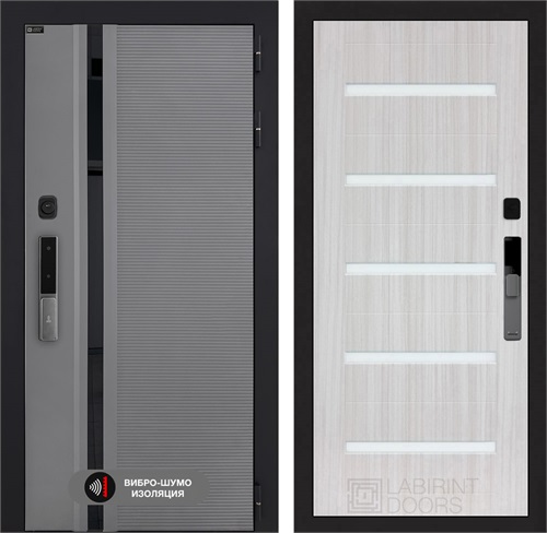 Входная дверь Piano Smart с умным замком - 01 Сандал белый, стекло белое для установки в квартиру 30776 - фото 141538