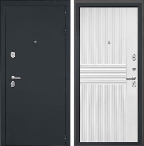 Входная дверь Гектор ФЛ-326М (Черный шелк / Мэджик шифон белый) для установки в квартиру 30816 - фото 141994