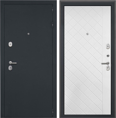 Входная дверь Гектор ФЛ-Ромбы (Черный шелк / Силк ясень белый) для установки в квартиру 30818 - фото 141998