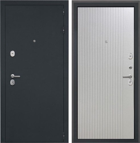 Входная дверь Гектор ФЛ-566 (Черный шелк / Чесура светлая) для установки в квартиру 30819 - фото 142000