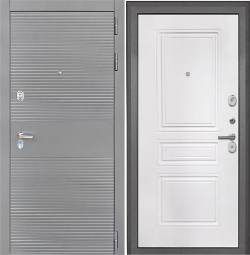 Входная дверь Брайтон Антрацит Грей / ФЛ-243 Белый матовый для установки в квартиру 17099 - фото 142045