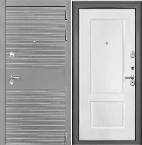 Входная дверь Брайтон Антрацит Грей / КВ-2 Белый матовый для установки в квартиру 19045 - фото 142123
