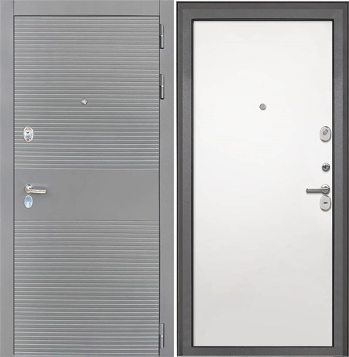 Входная дверь Брайтон Антрацит Грей / Гладкая Силк Сноу для установки в квартиру 19047 - фото 142137