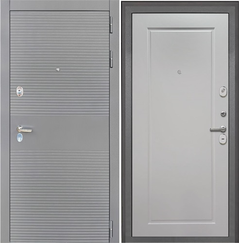 Входная дверь Брайтон Антрацит Грей / ФЛ-642 Мэджик шифон белый для установки в квартиру 28871 - фото 142151