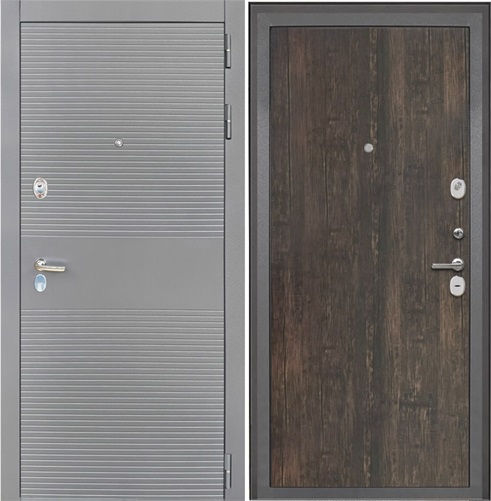 Входная дверь Брайтон Антрацит Грей / Тиковое дерево для установки в квартиру 30822 - фото 142220