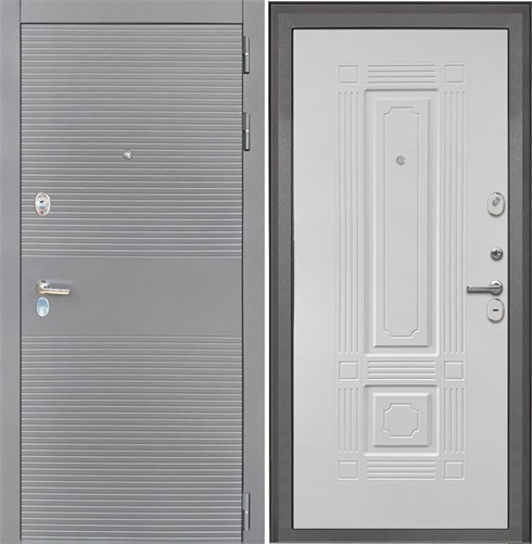 Входная дверь Брайтон Антрацит Грей / ФЛ-2 Силк ясень белый для установки в квартиру 30823 - фото 142229