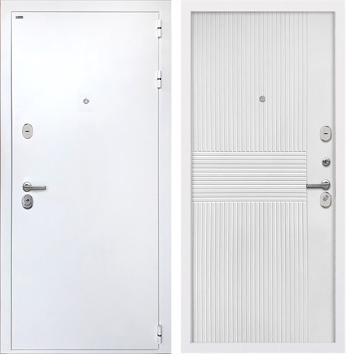 Входная дверь Колизей White ФЛ-326М (Белая шагрень / Мэджик шифон белый) для установки в квартиру 30831 - фото 142312